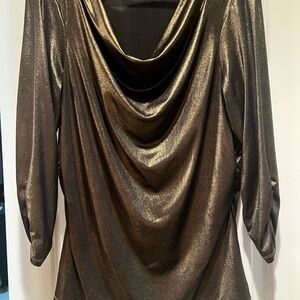 Style & Co. Metallic Gold Drape Top